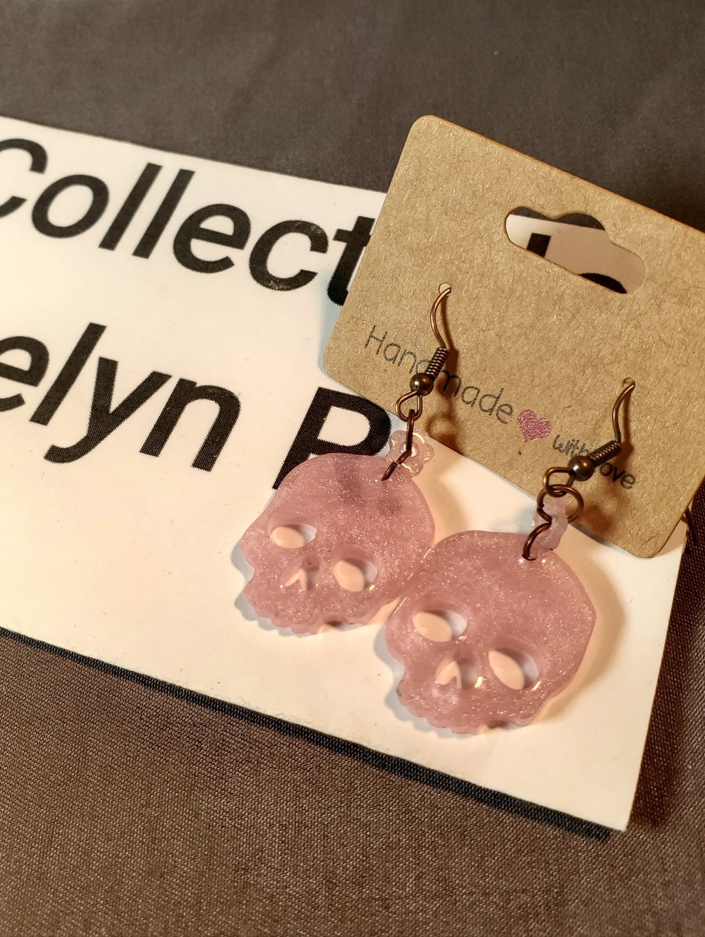 Skull Dangle Resin Earring - Homemade - Resin Jewelry - Lightweight